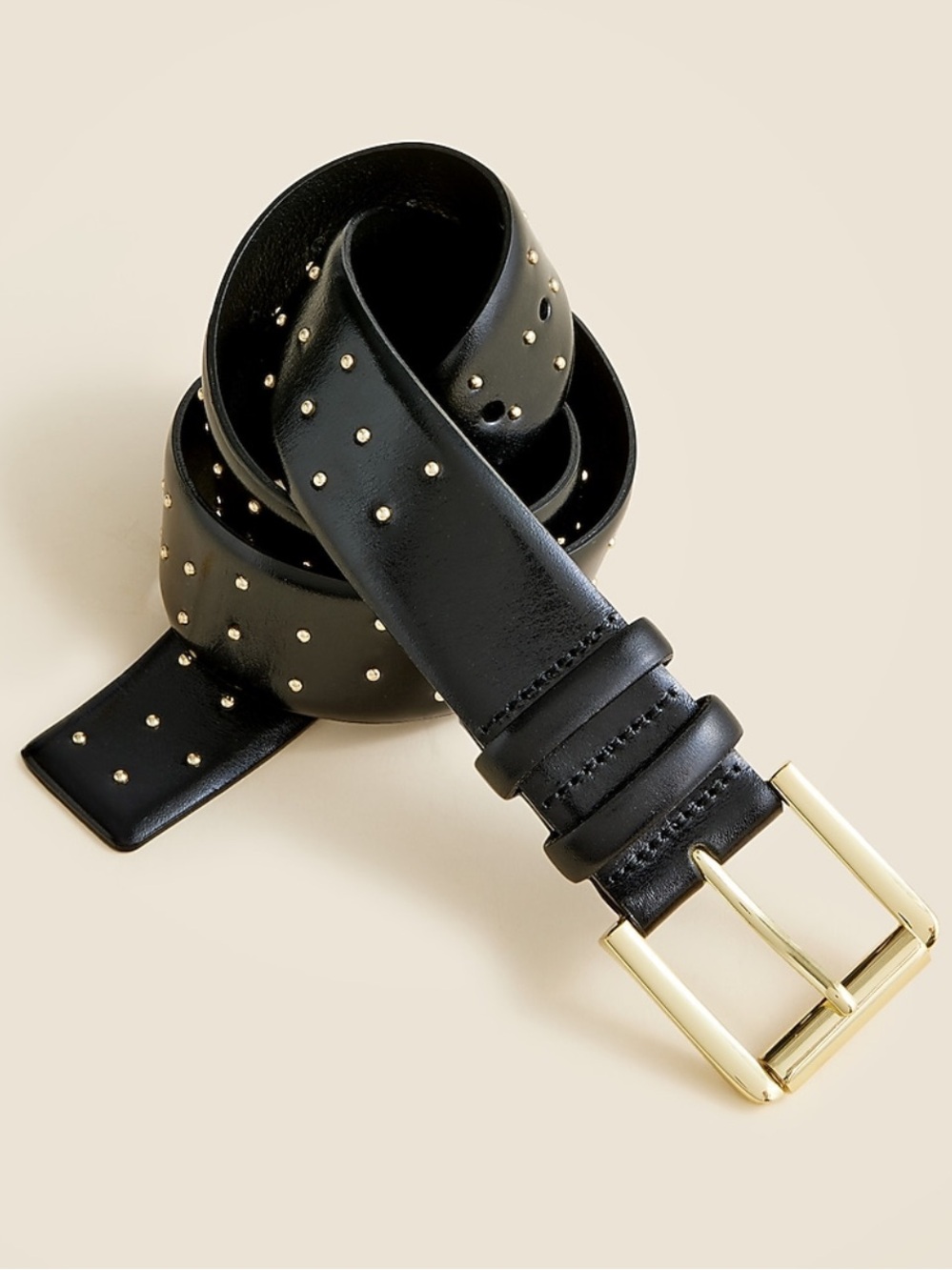 NWT J.Crew Women's Wide belt in studded Italian leather Sz S black